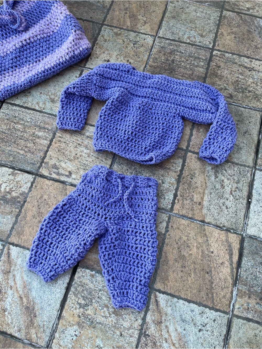 Handmade Crochet Toddler Lavender Sweater Set | Cozy Long Sleeve & Sweatpants
